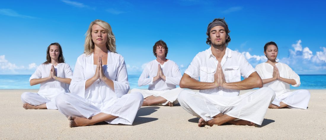 People pausing, meditating and focusing on their selves