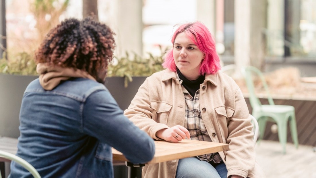 People setting boundaries during a conversation