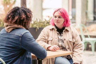 People setting boundaries during a conversation