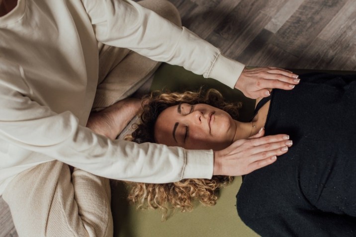 Woman working with Yoga Nidra therapy