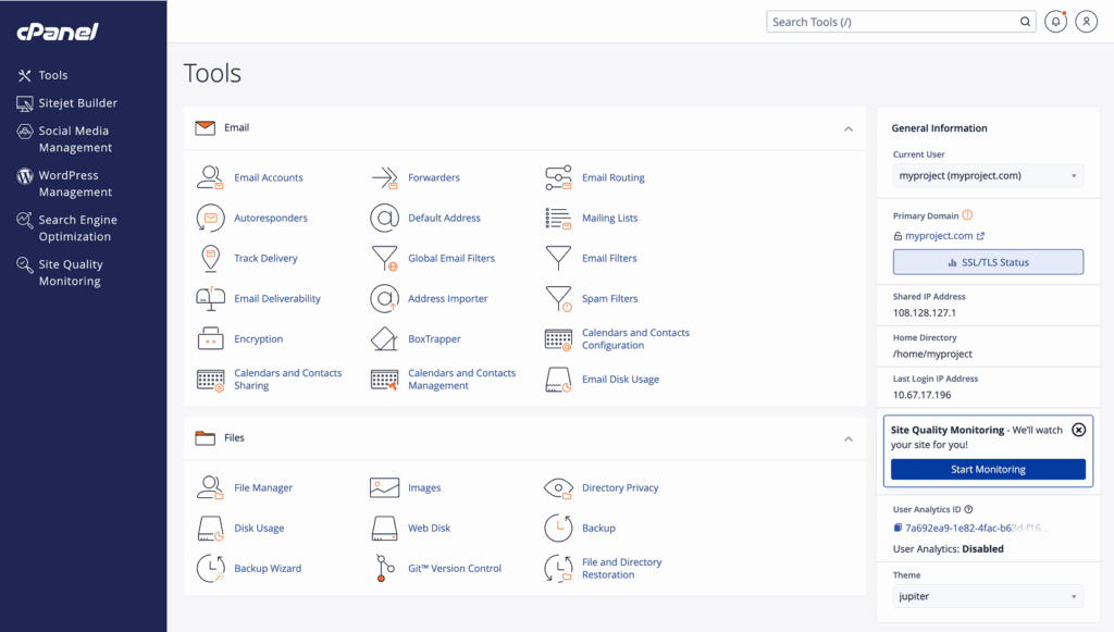 cPanel/WHM web hosting control panel